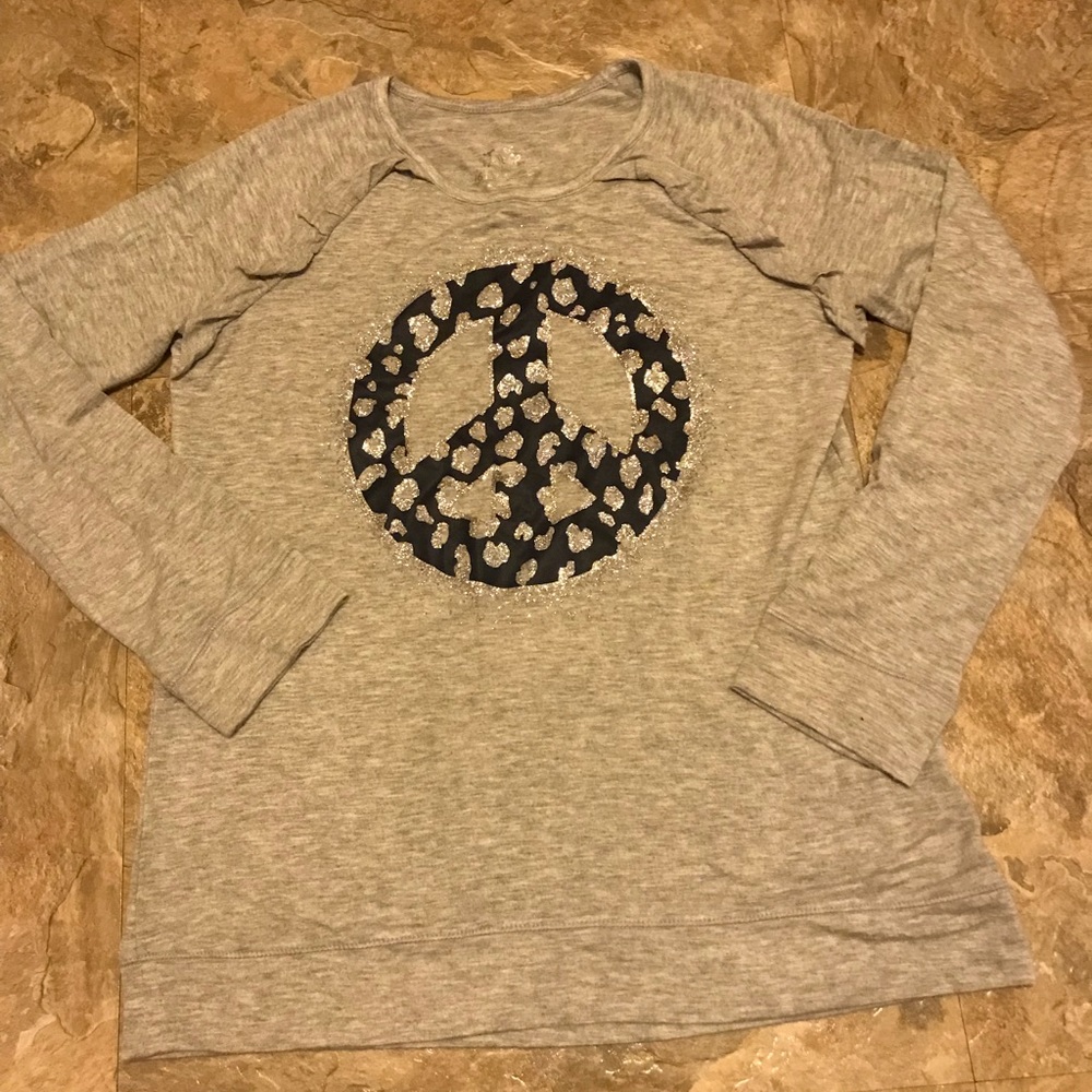 Girls justice long sleeve ruffled peace sign Shirt